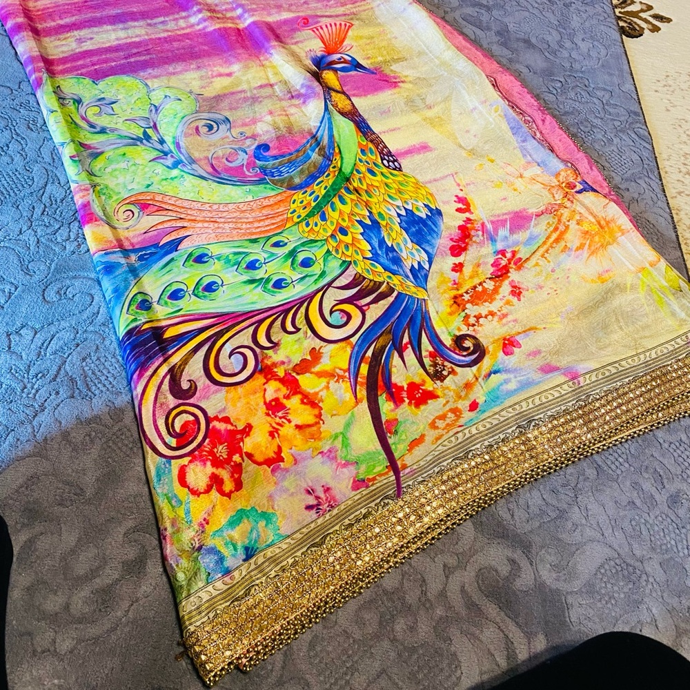 Pink Women's Floral Printed Dupatta (Scarf)